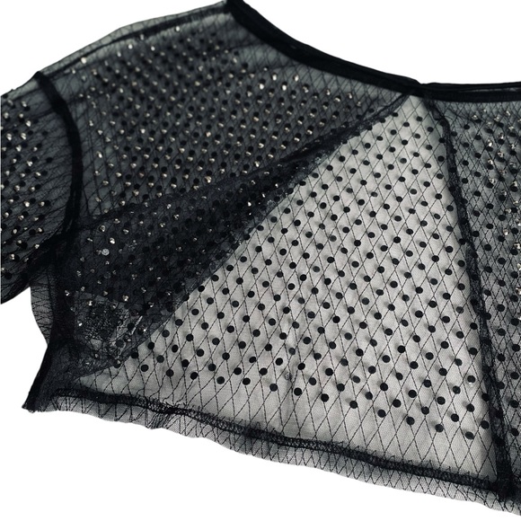 SHEIN - NWT Rhinestone Detail Contrast Mesh Flare Leg Pants - Large - Picture 14 of 16